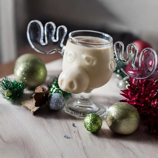Christmas Reindeer Head Drinking Glass