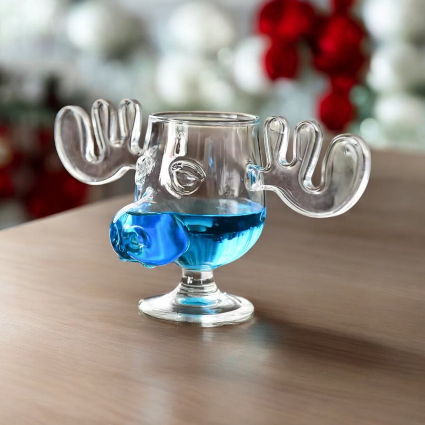 Christmas Reindeer Head Drinking Glass