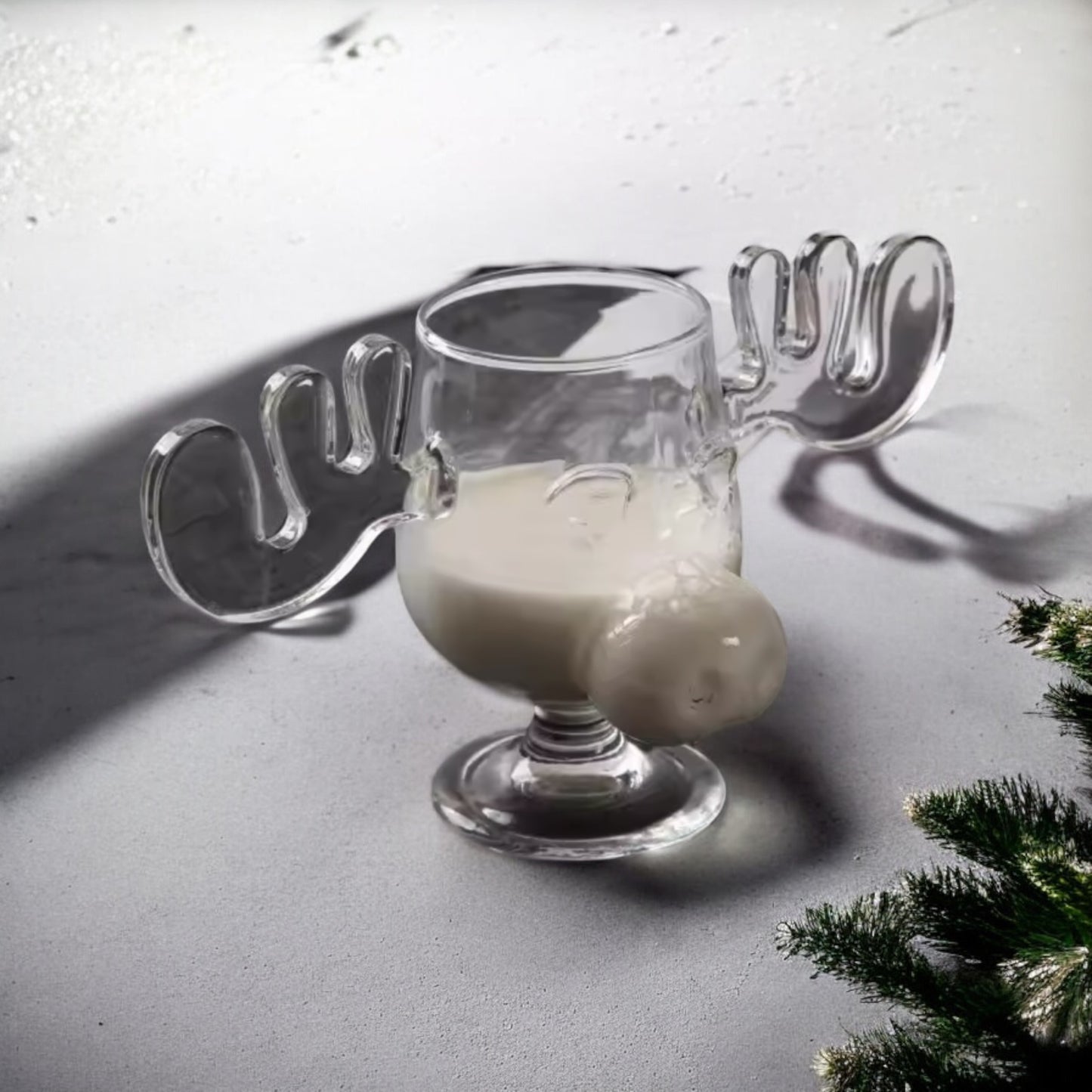 Christmas Reindeer Head Drinking Glass
