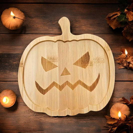 Wooden Pumpkin Shaped Halloween & Autumn Charcuterie Board