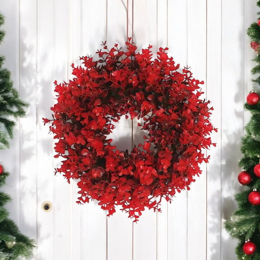 Red Christmas Outdoor Eucalyptus Wreath
