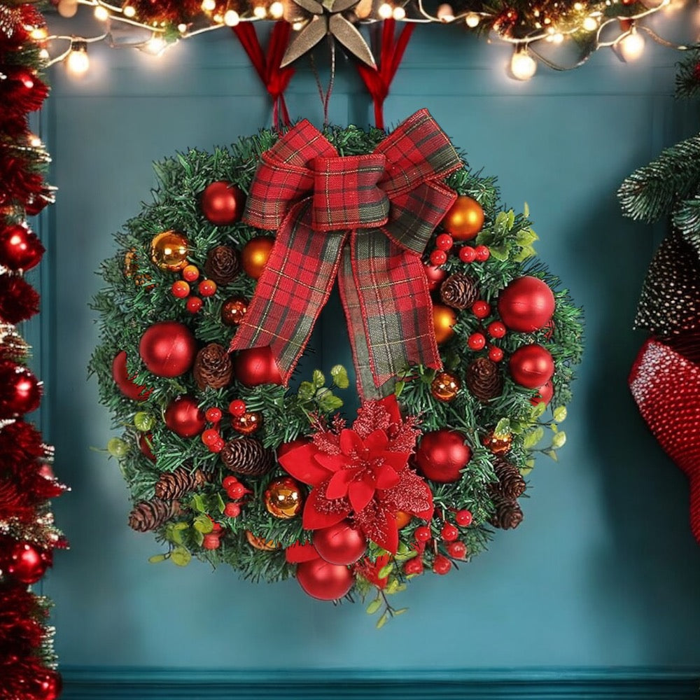Festive Light Up Christmas Wreath