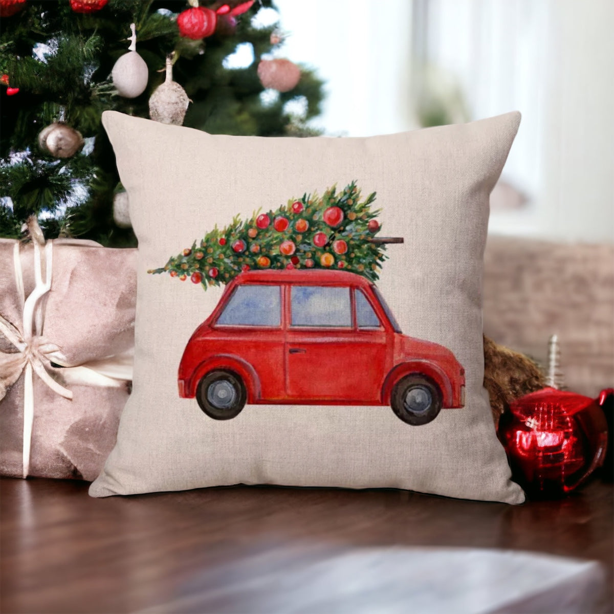 Driving Home For Christmas Cushion