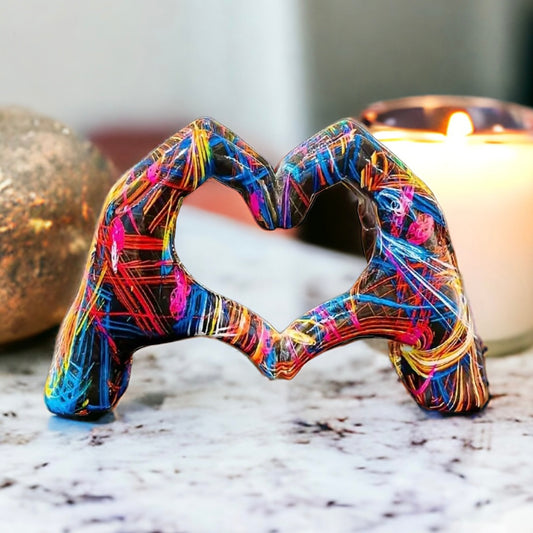 Hand Crafted Resin Heart Hands