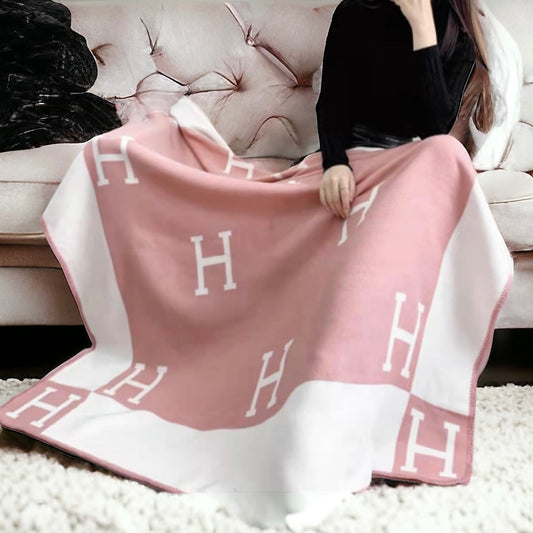 Cashmere H Letter Throw