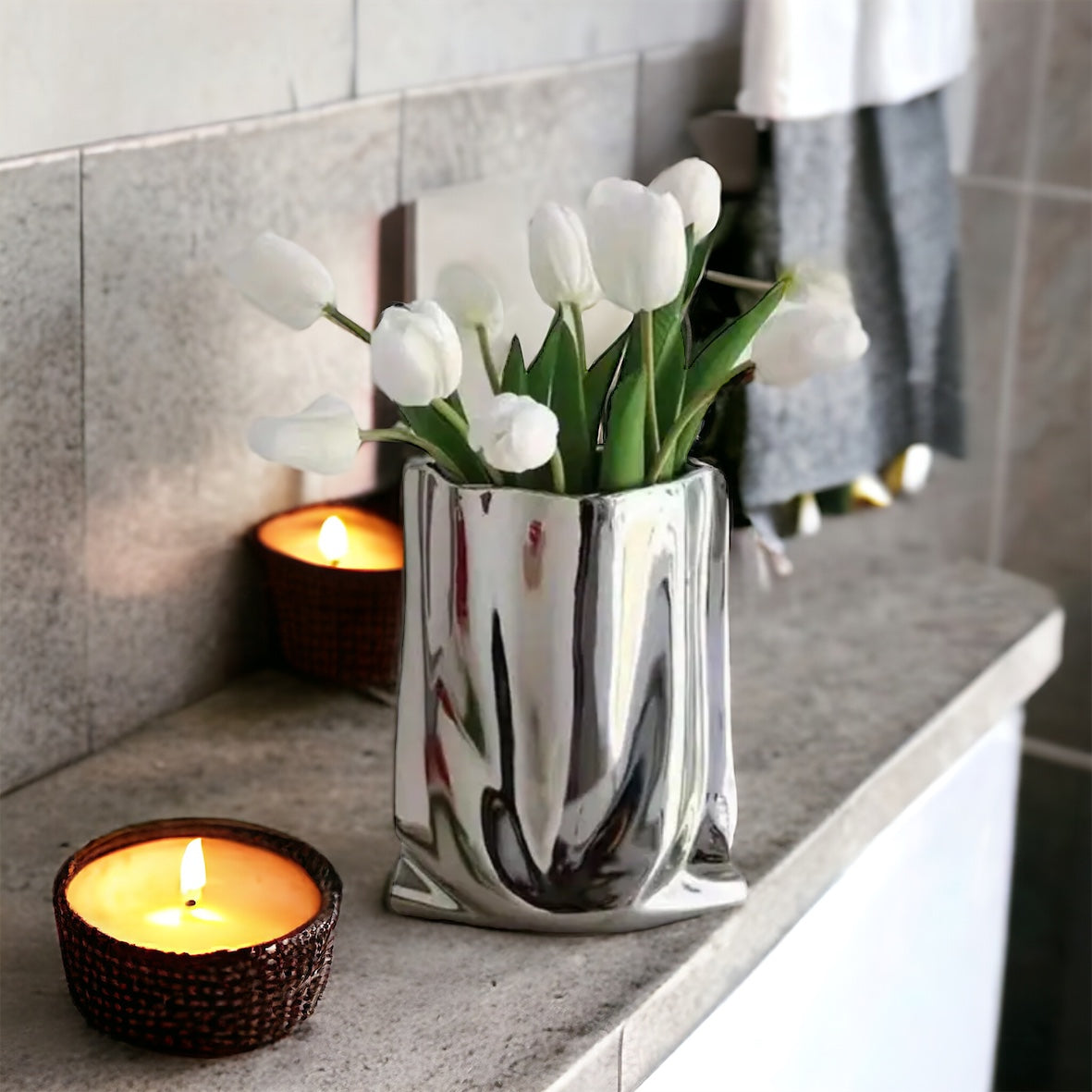 Silver Electroplated Handbag Vase