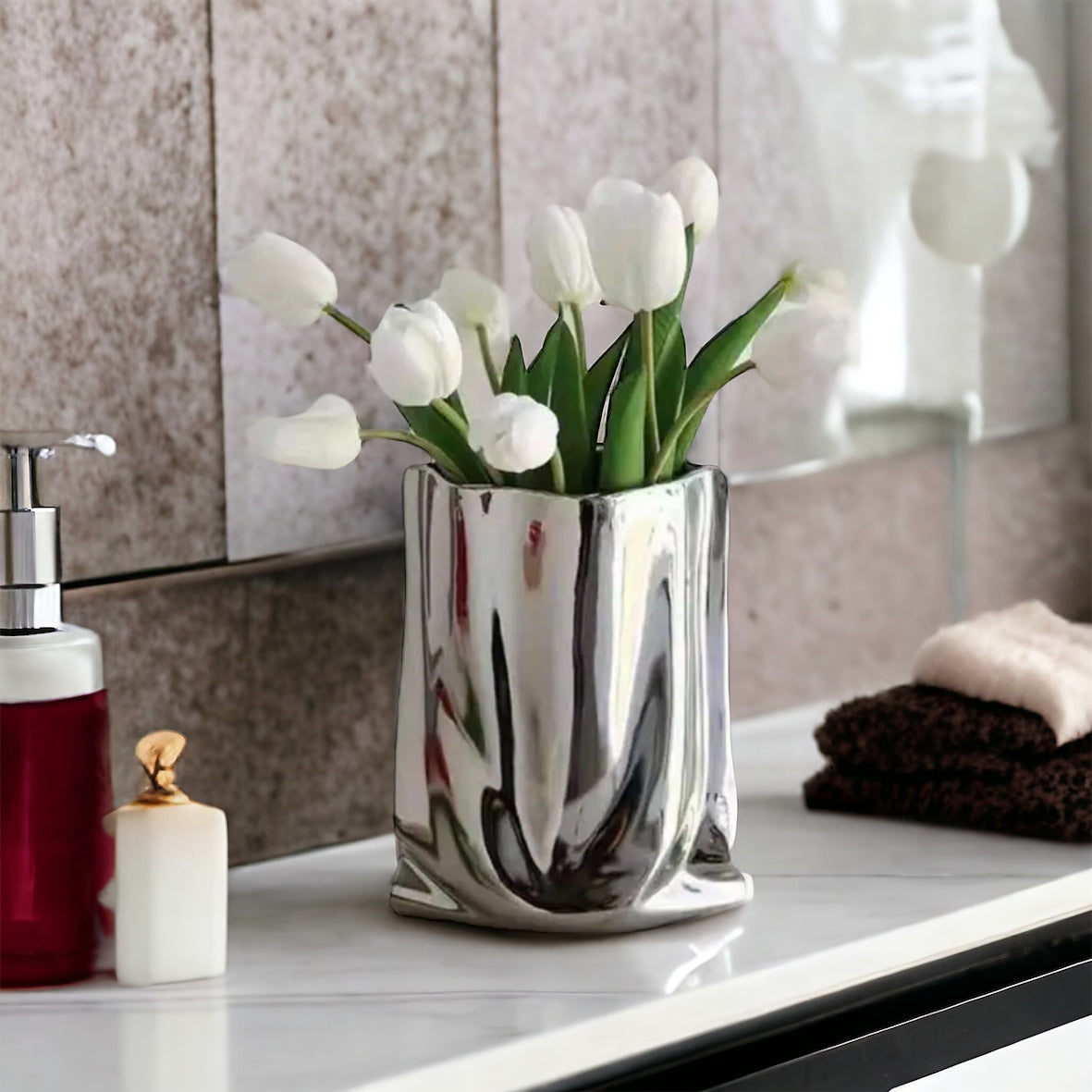 Silver Electroplated Handbag Vase