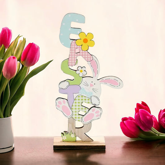 Wooden Happy Easter Hello Spring Sign