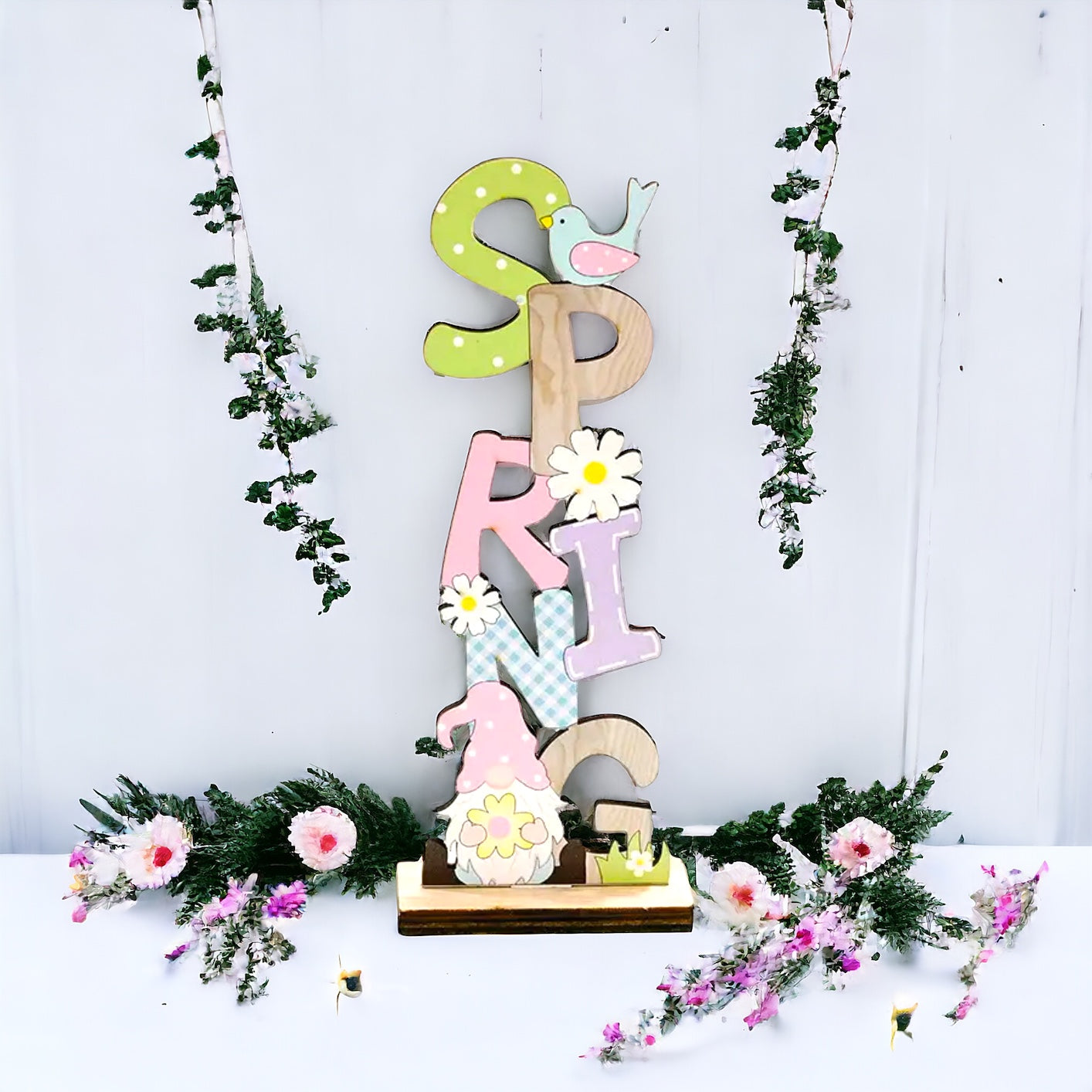 Wooden Happy Easter Hello Spring Sign