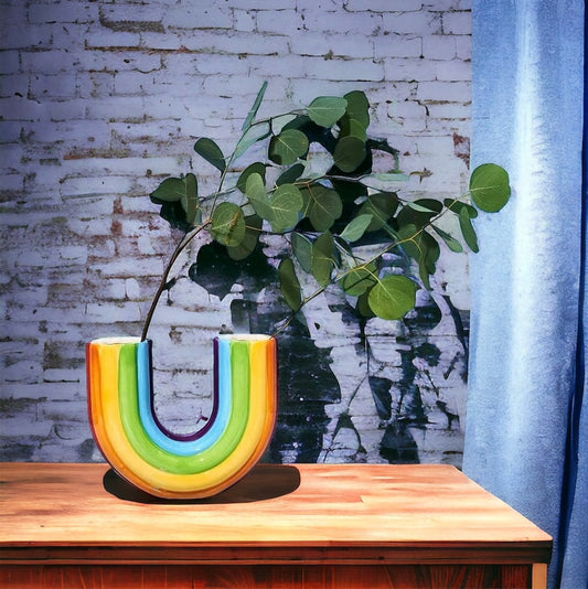 Funky U Shaped Rainbow Vase