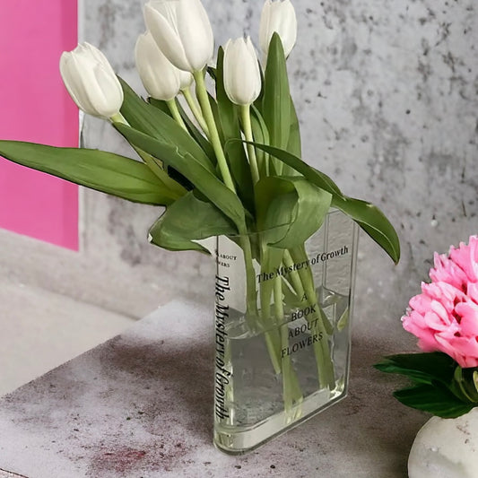 Clear Acrylic Book About Flowers Vase
