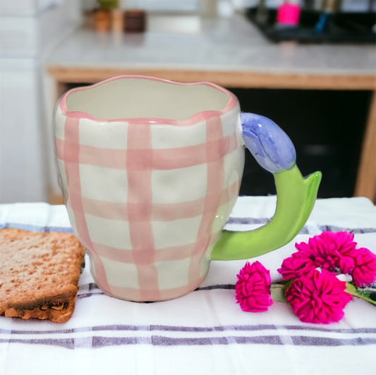 Tulip Handle Chequered Mug