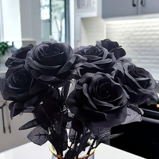 Luxury Set Of Black Synthetic Roses