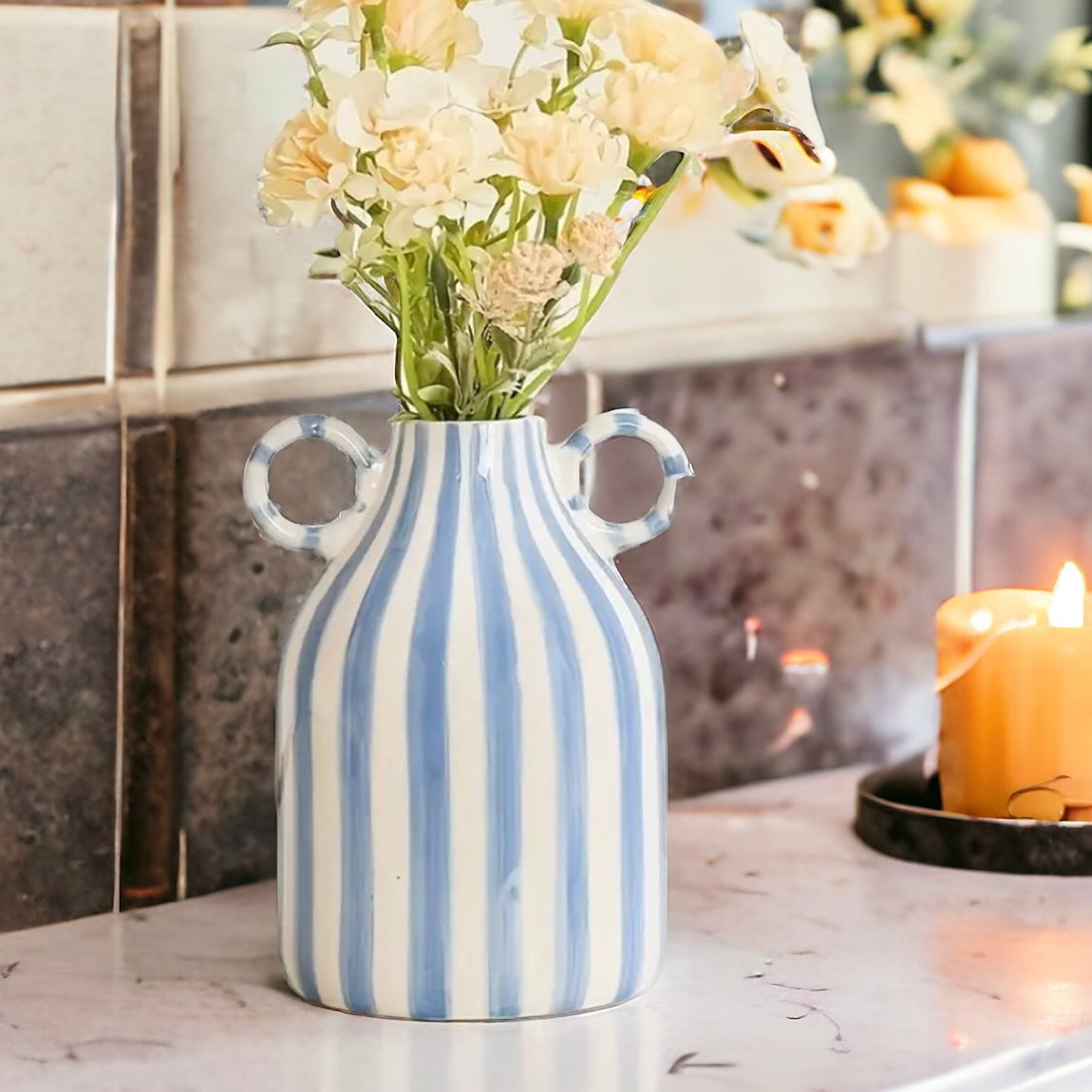 Hand-Painted Vase With Double Ear Handles