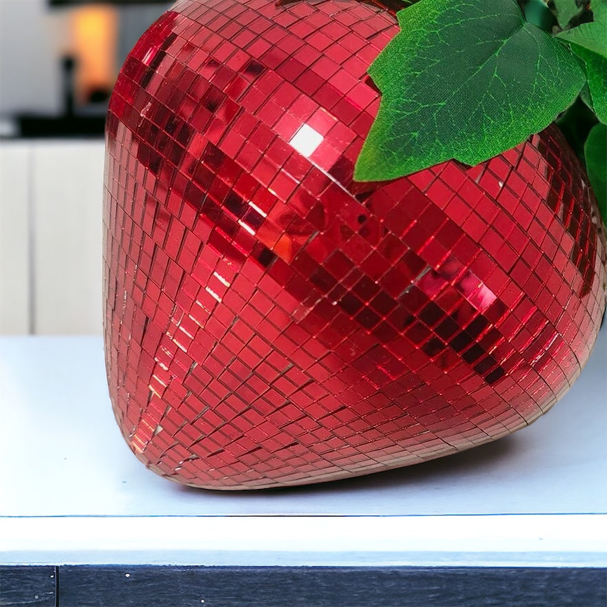 Mosaic Disco Ball Strawberry Ornament