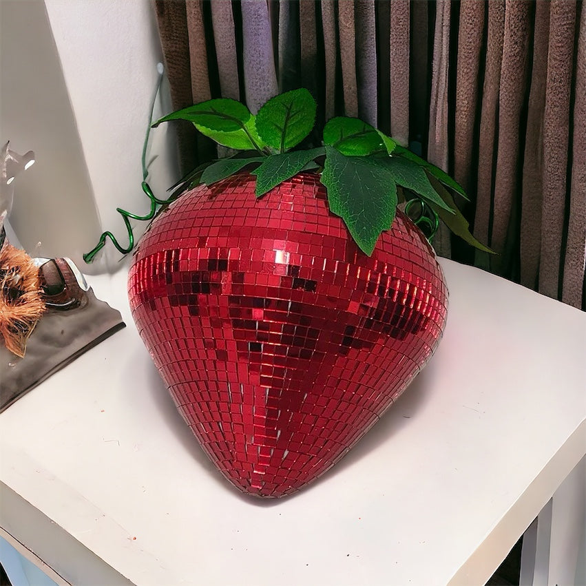 Mosaic Disco Ball Strawberry Ornament