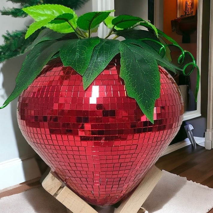Mosaic Disco Ball Strawberry Ornament