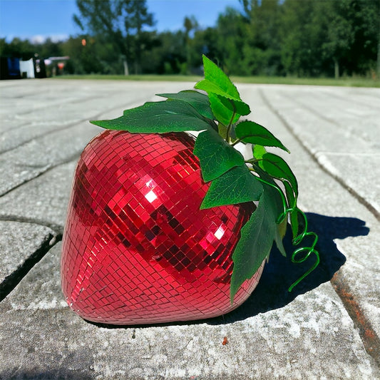 Mosaic Disco Ball Strawberry Ornament