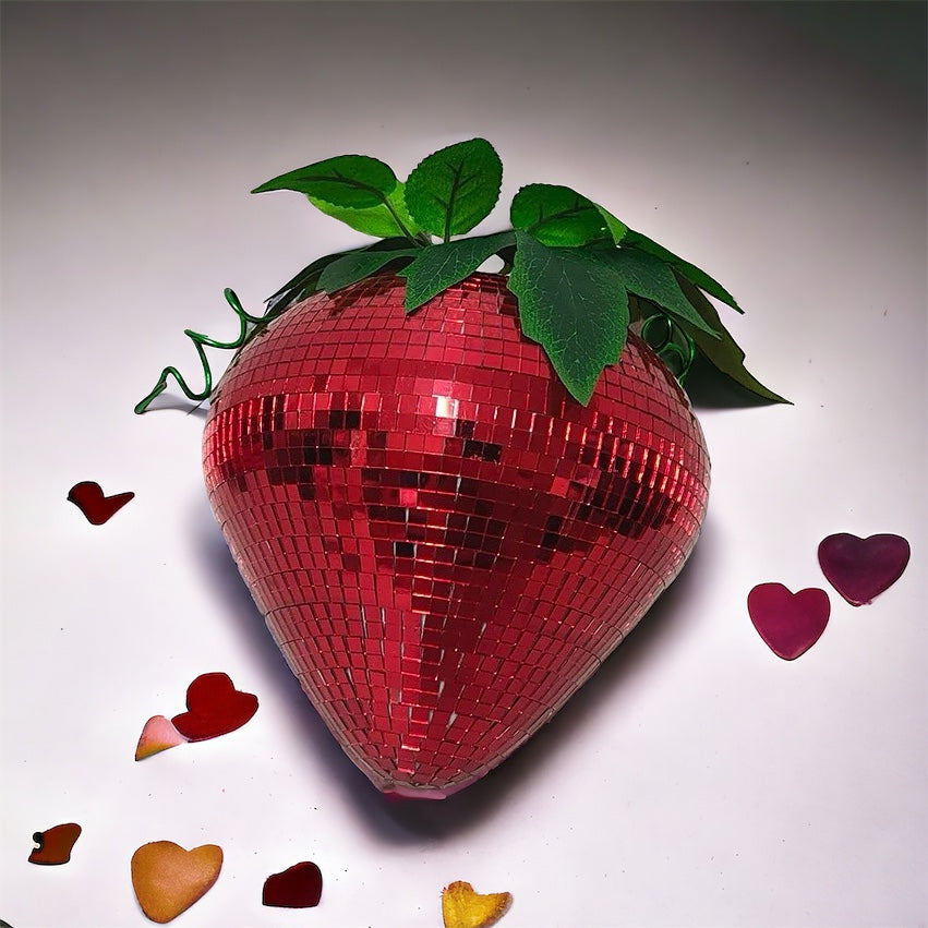 Mosaic Disco Ball Strawberry Ornament