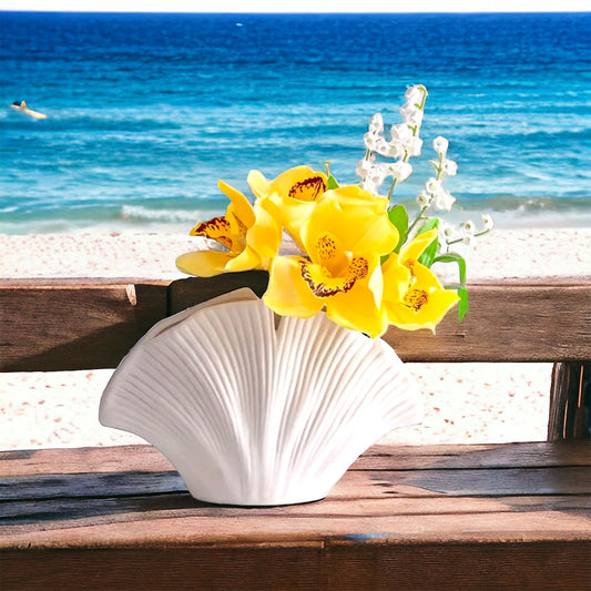 White Shell Shaped Flower Vase