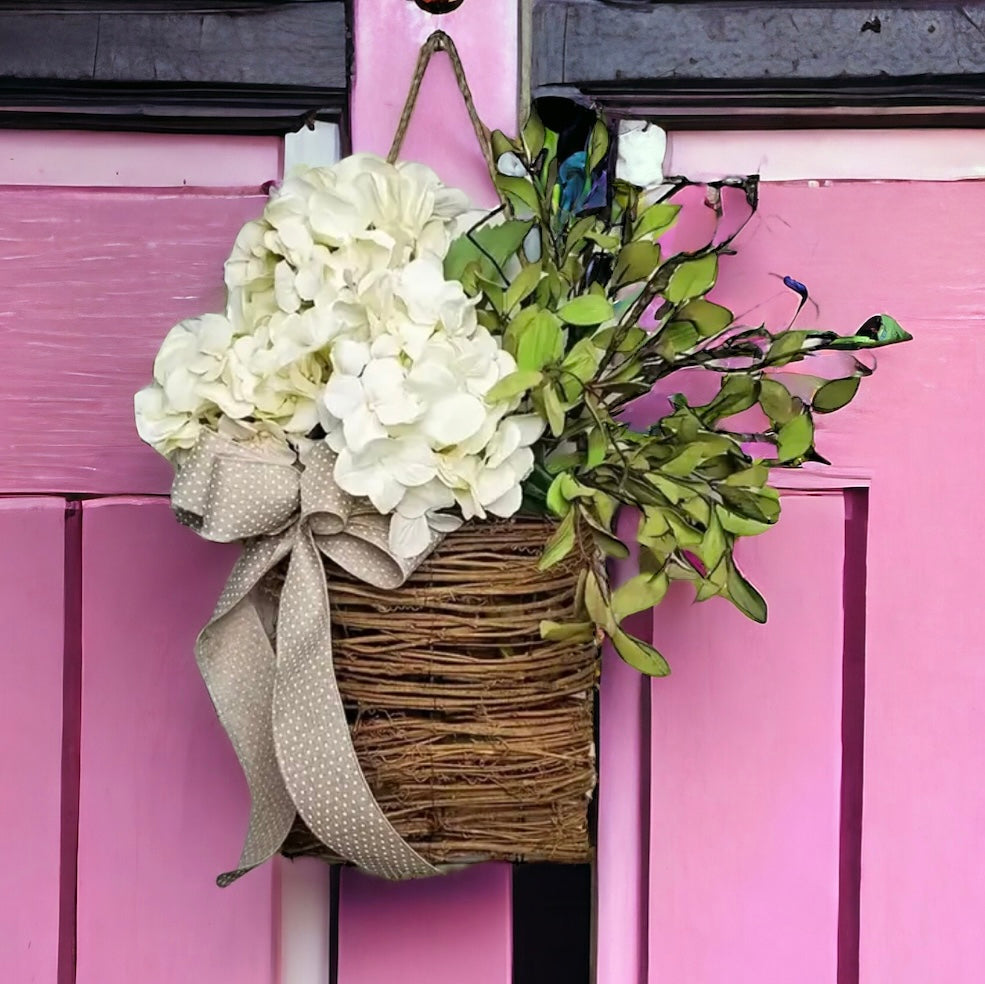 Hydrangea Vine Basket Spring Door Wreath