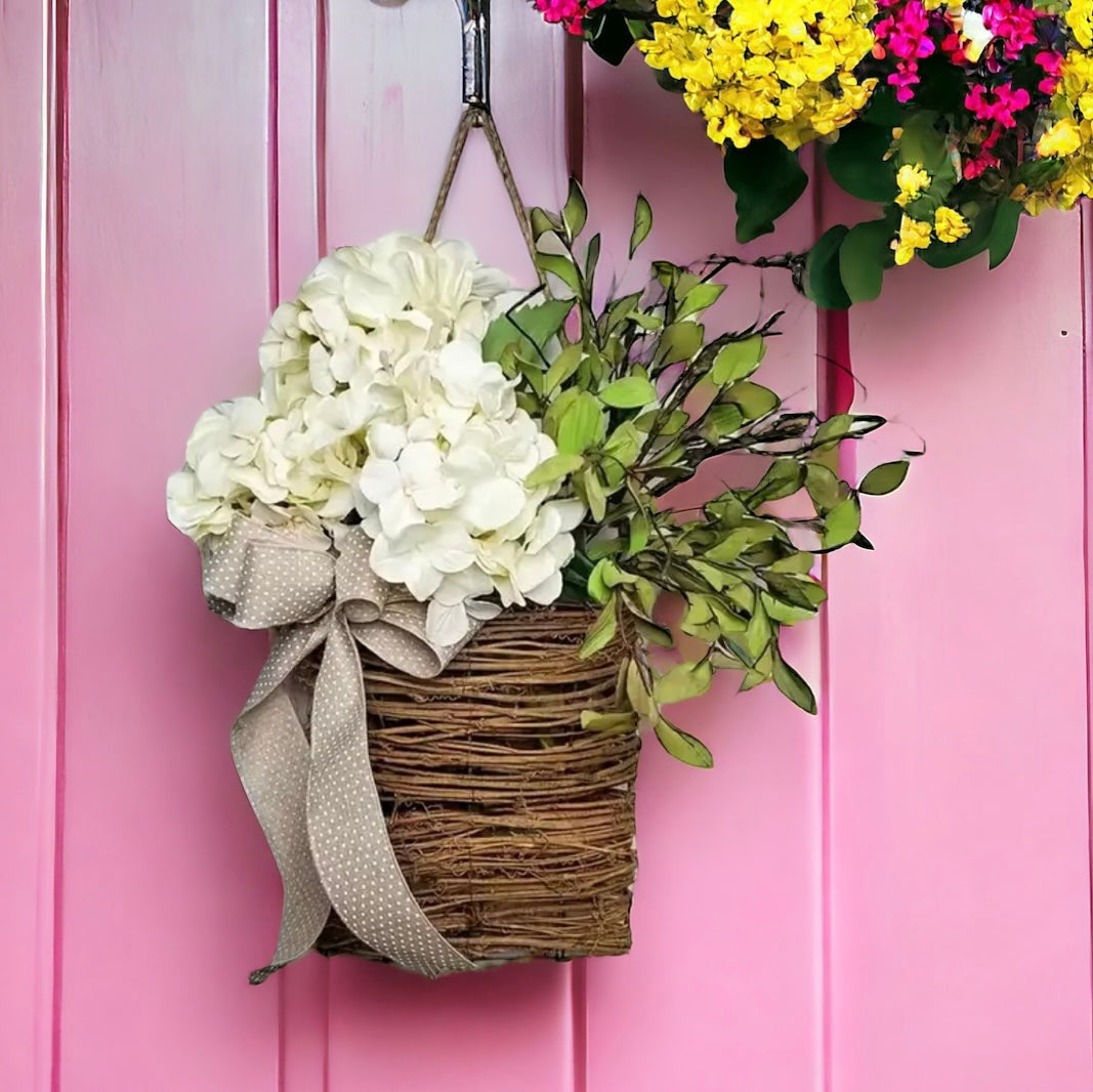 Hydrangea Vine Basket Spring Door Wreath