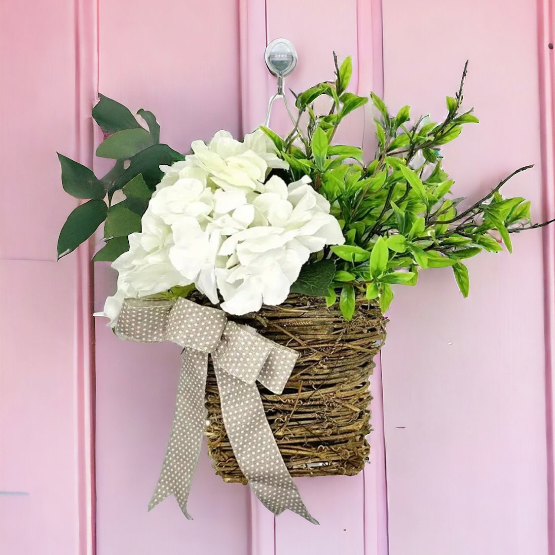 Hydrangea Vine Basket Spring Door Wreath