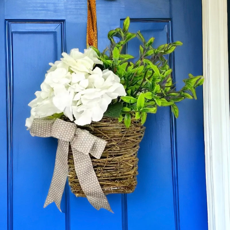 Hydrangea Vine Basket Spring Door Wreath