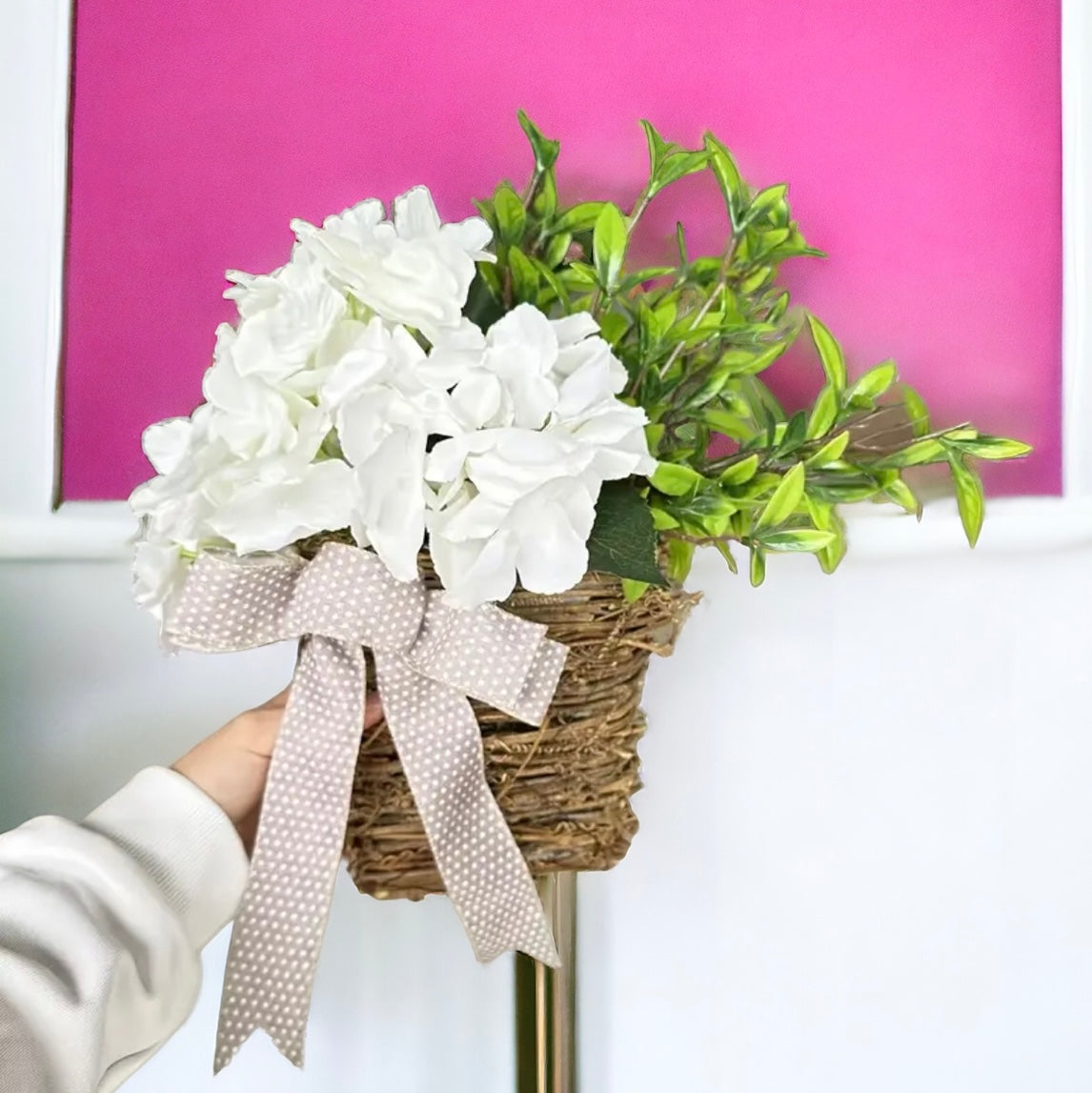 Hydrangea Vine Basket Spring Door Wreath