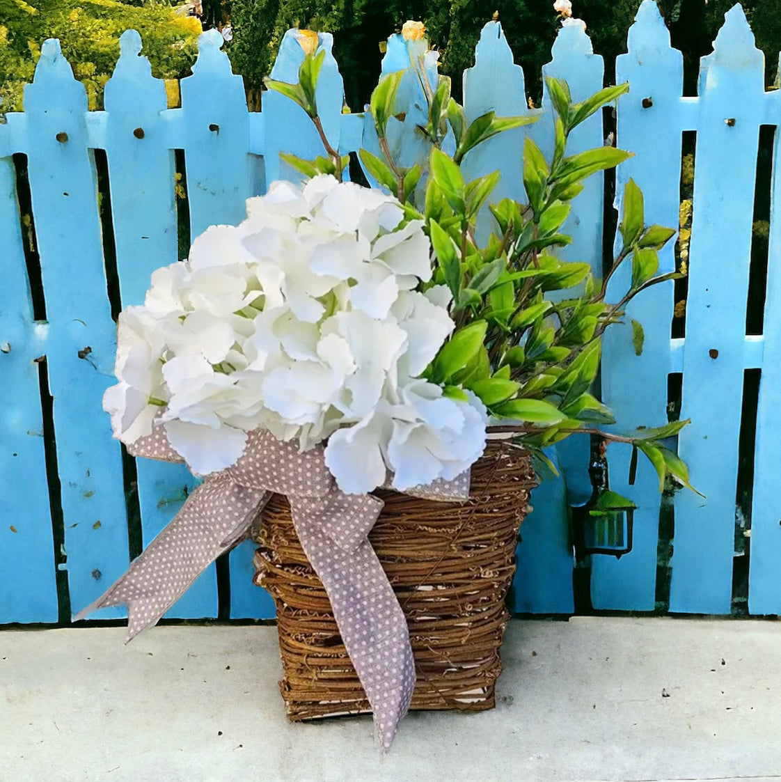 Hydrangea Vine Basket Spring Door Wreath