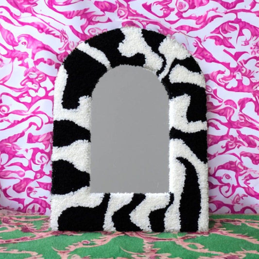 Black & White Retro Tufted Mirror