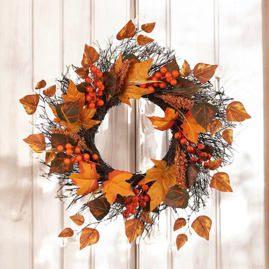 Light Up Maple Leaf Rattan Wreath