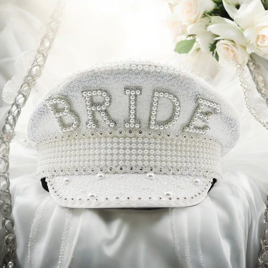 Personalised Diamanté & Pearl Bride Hat