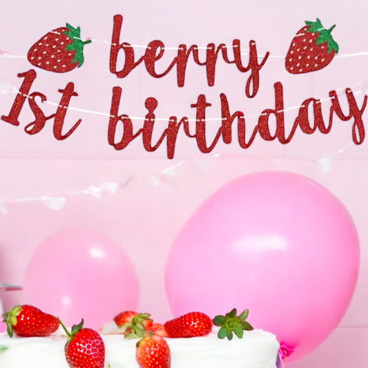 “ Berry 1st Birthday" 100 Piece Decorating Package