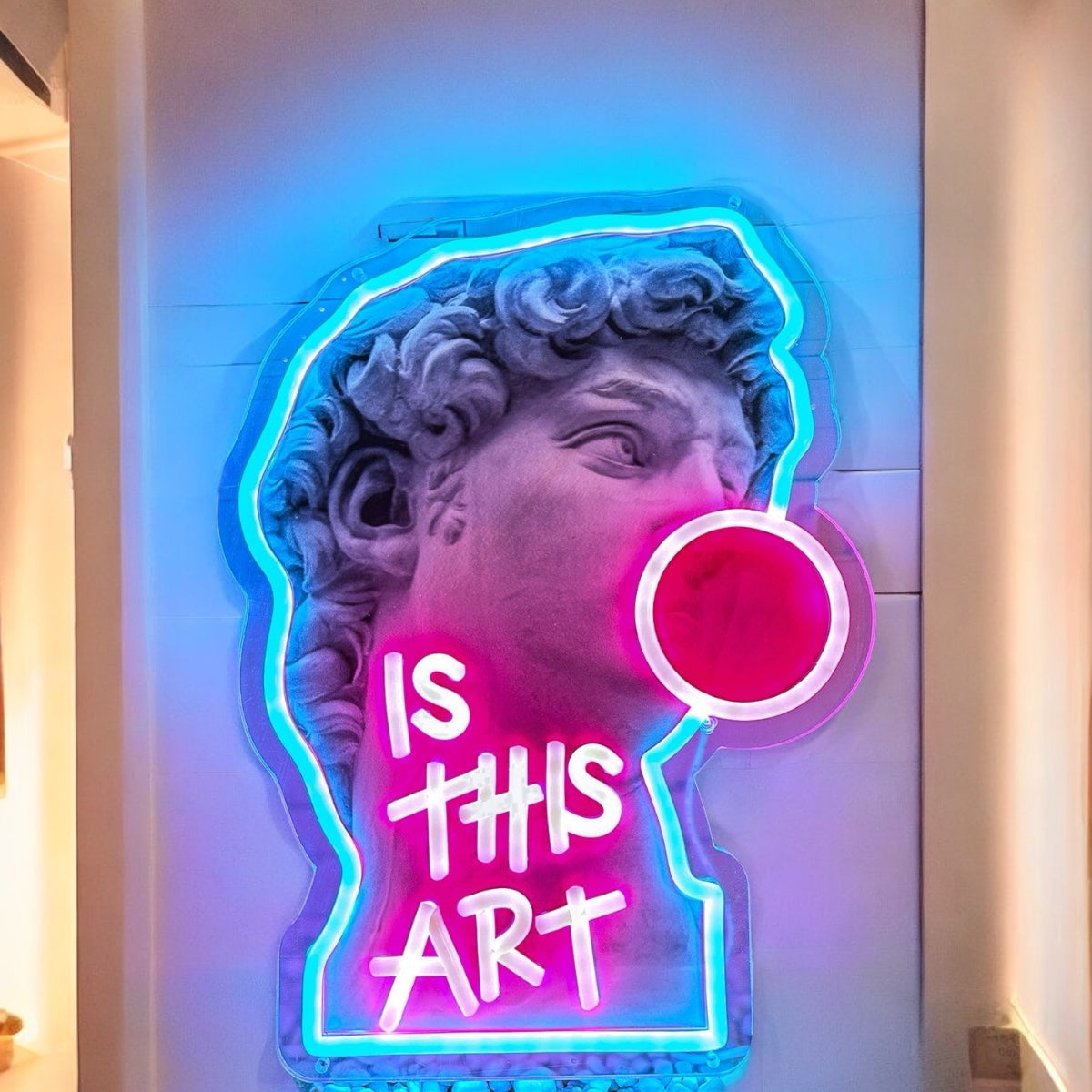 Neon ‘This Is Art’ David Blowing Gum