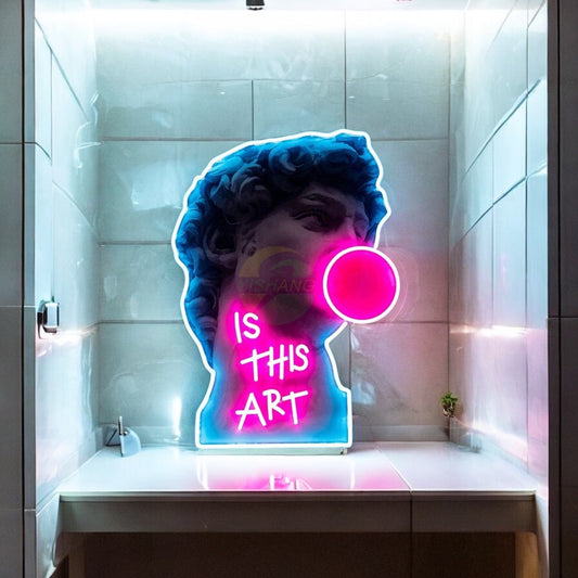Neon ‘This Is Art’ David Blowing Gum