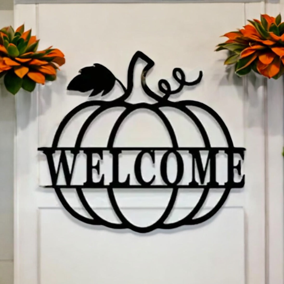 Metal Pumpkin Welcome Sign