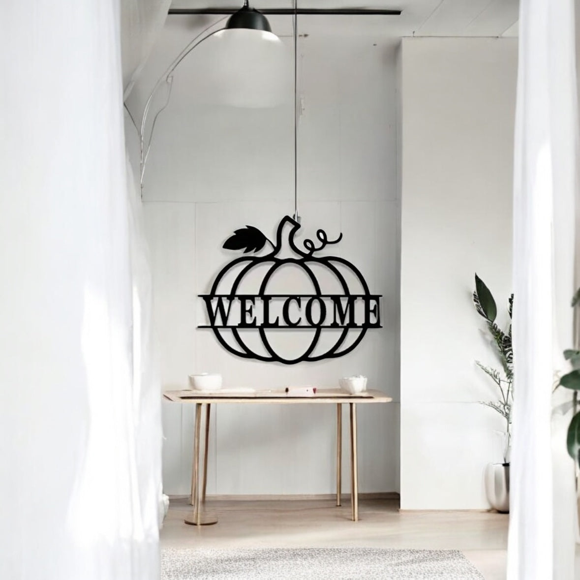 Metal Pumpkin Welcome Sign