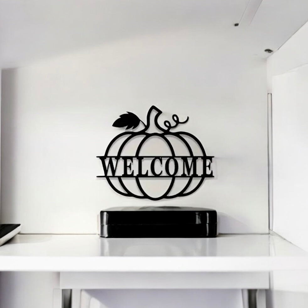 Metal Pumpkin Welcome Sign