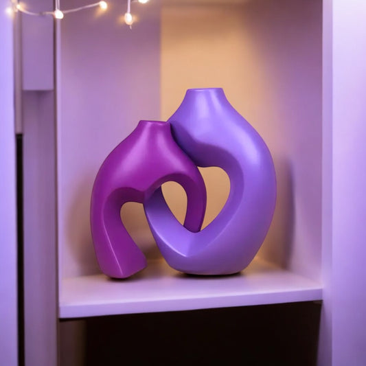 Two Piece Petite Purple interlocking Heart Vase