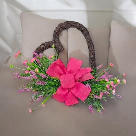 Floral Heart Shape Rattan Wreath