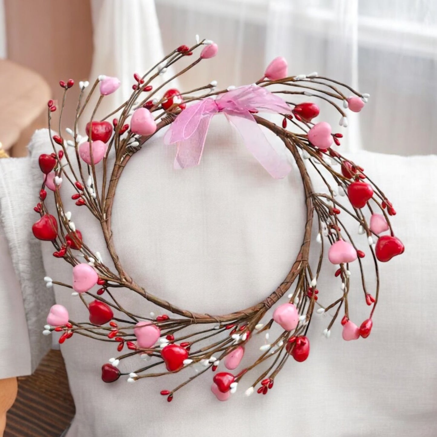 Twig Wreath Adored With Hearts