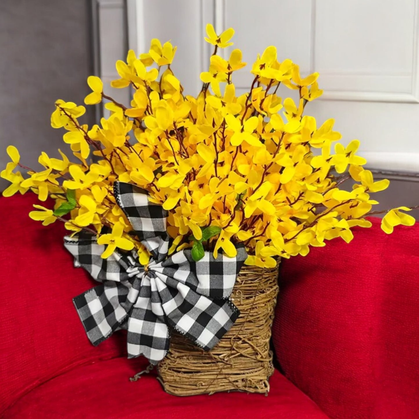 Forsythia Flower Basket Wreath