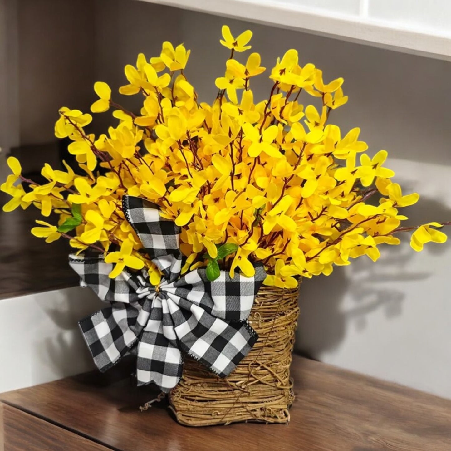Forsythia Flower Basket Wreath