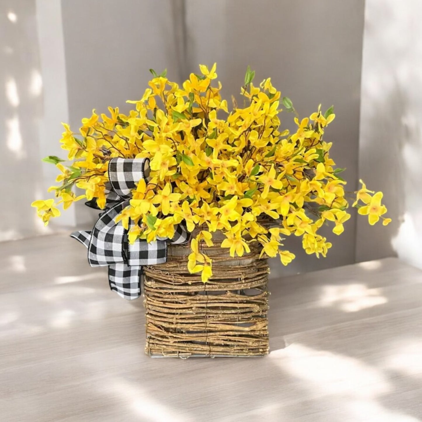 Forsythia Flower Basket Wreath