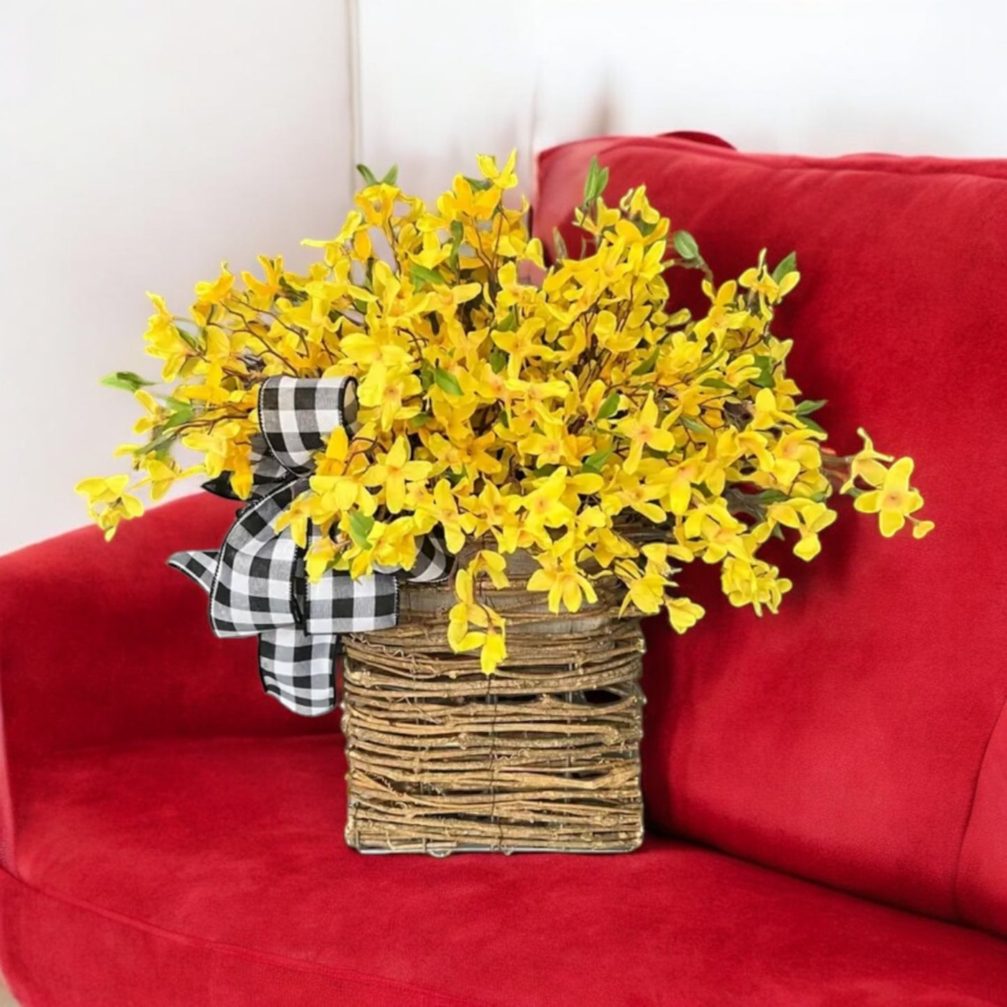 Forsythia Flower Basket Wreath