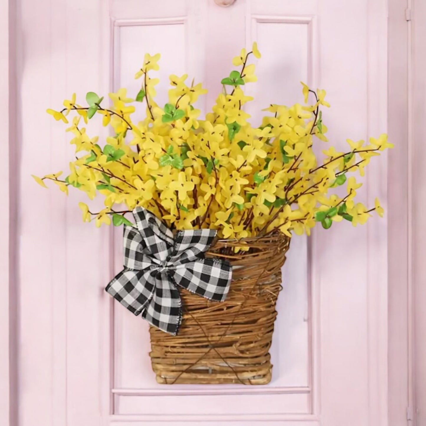 Forsythia Flower Basket Wreath