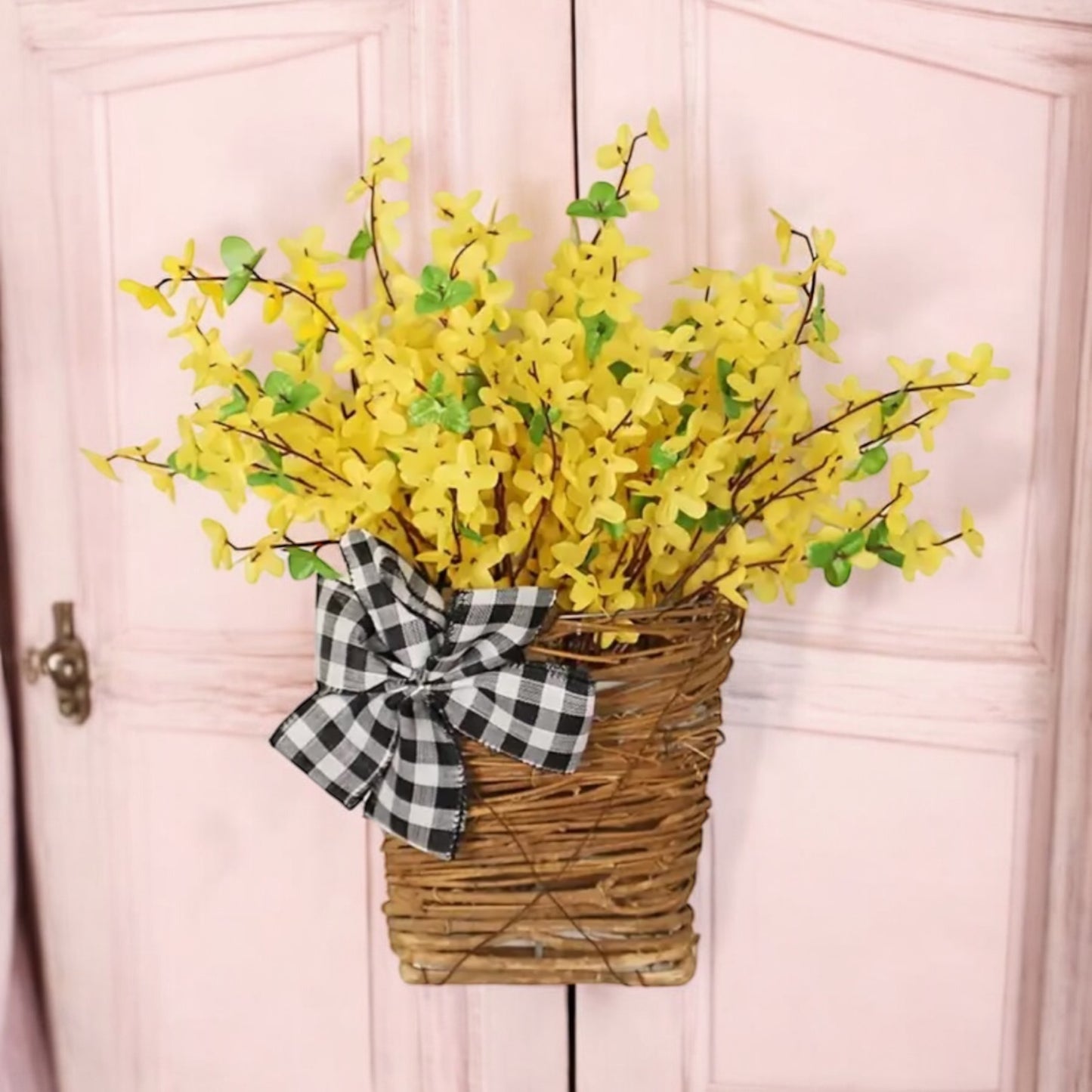 Forsythia Flower Basket Wreath