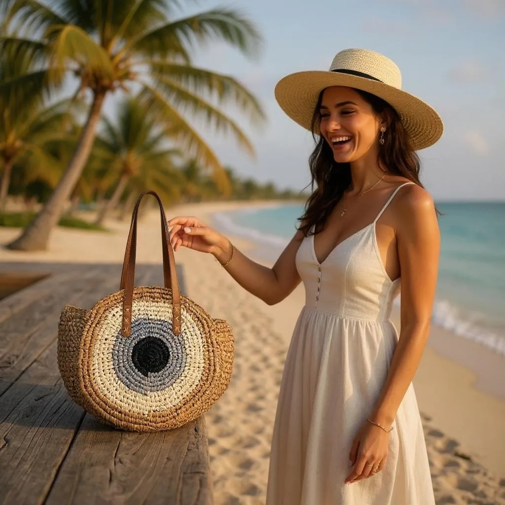 Crochet Evil Eye Tote Bag
