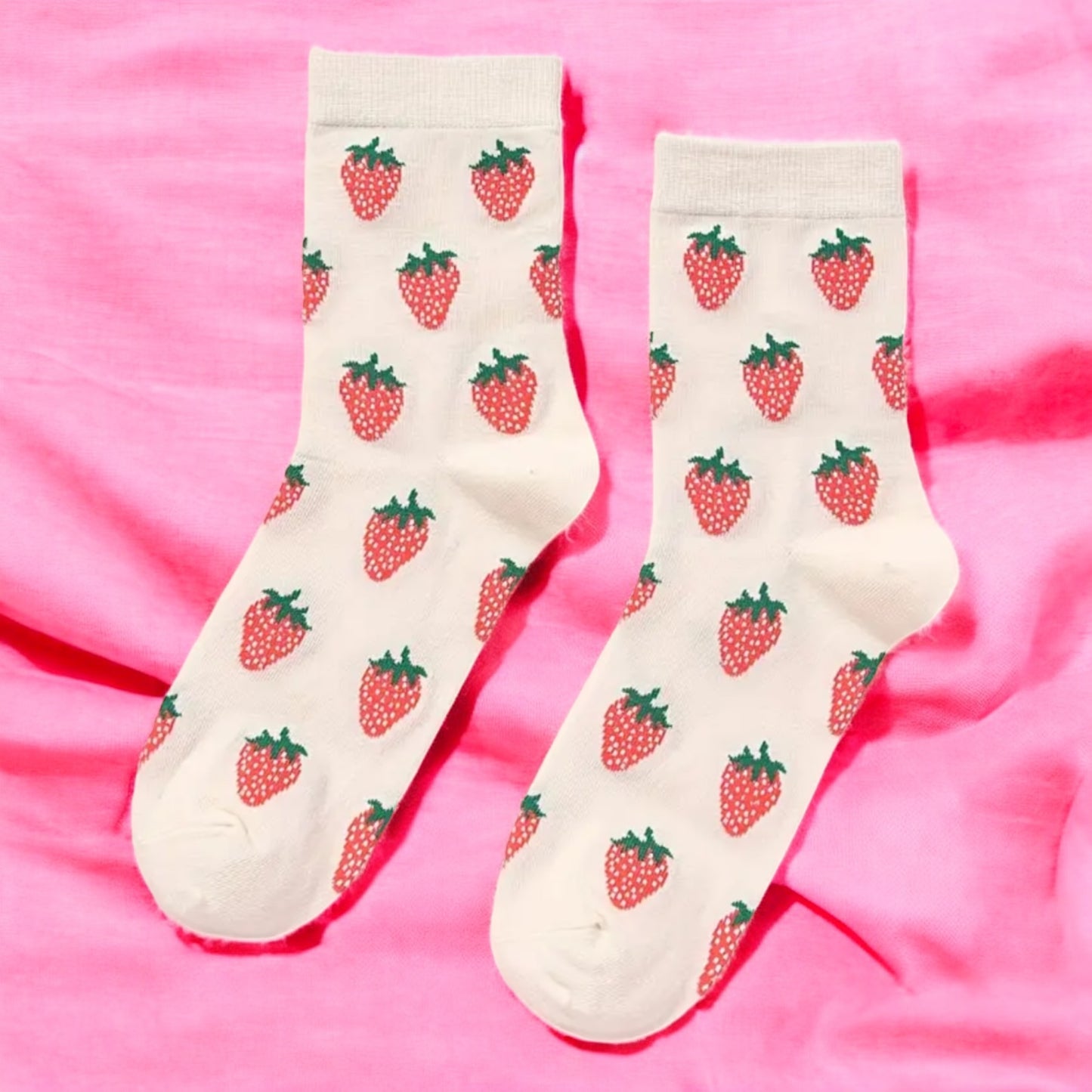 Pink Strawberry Slippers & Free Socks